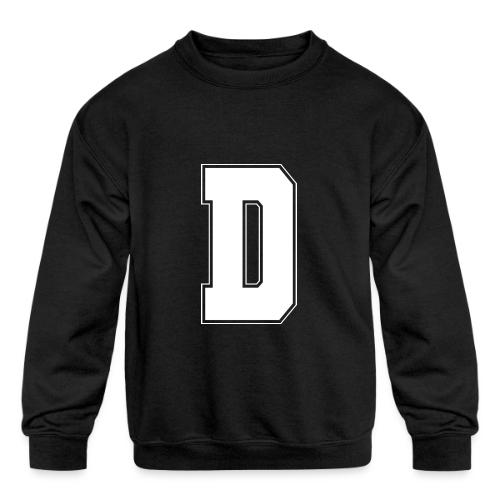 White Letter D – Varsity Alphabet Monogram - Kids' Crewneck Sweatshirt
