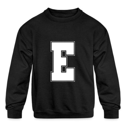 White Letter E – Varsity Alphabet Monogram - Kids' Crewneck Sweatshirt