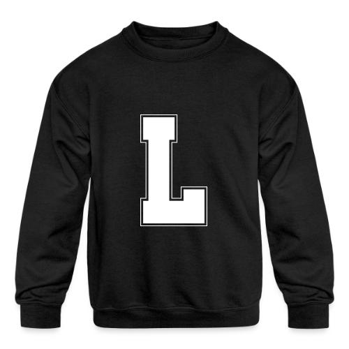 White Letter L – Varsity Alphabet Monogram - Kids' Crewneck Sweatshirt