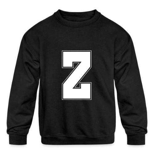White Letter Z – Varsity Alphabet Monogram - Kids' Crewneck Sweatshirt