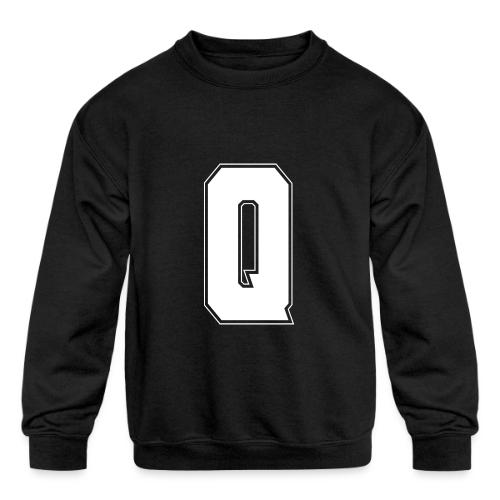 White Letter Q – Varsity Alphabet Monogram - Kids' Crewneck Sweatshirt