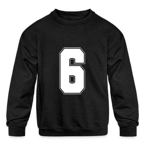 White Number 6 – Varsity Font - Kids' Crewneck Sweatshirt