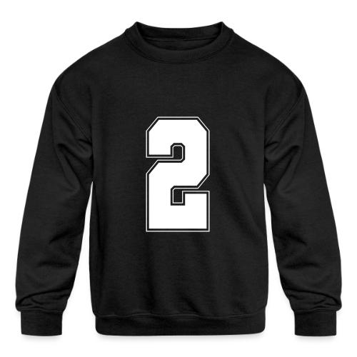 White Number 2 – Varsity Font - Kids' Crewneck Sweatshirt
