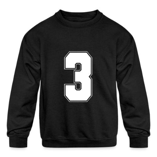 White Number 3 – Varsity Font - Kids' Crewneck Sweatshirt