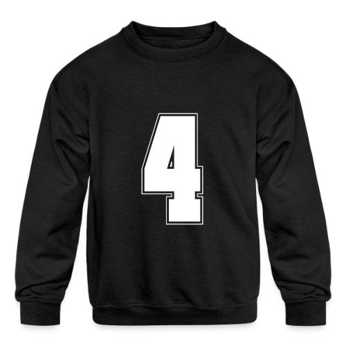 White Number 4 – Varsity Font - Kids' Crewneck Sweatshirt