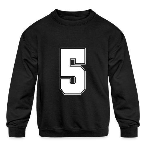 White Number 5 – Varsity Font - Kids' Crewneck Sweatshirt