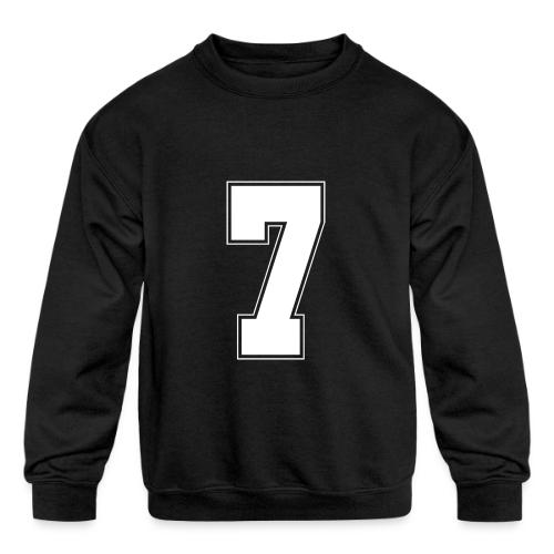 White Number 7 – Varsity Font - Kids' Crewneck Sweatshirt