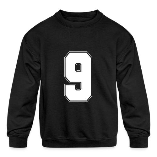 White Number 9 – Varsity Font - Kids' Crewneck Sweatshirt
