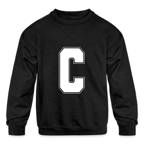 White Letter C – Varsity Alphabet Monogram - Kids' Crewneck Sweatshirt