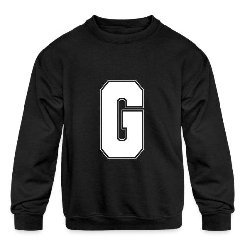 White Letter G – Varsity Alphabet Monogram - Kids' Crewneck Sweatshirt