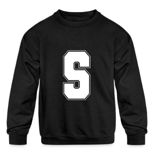 White Letter S – Varsity Alphabet Monogram - Kids' Crewneck Sweatshirt