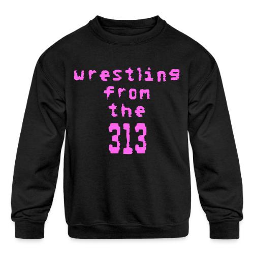 Wrestling from the 313 (pink) - Kids' Crewneck Sweatshirt