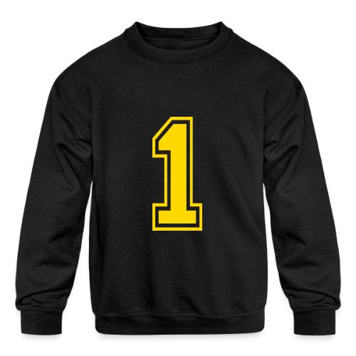 Number 1 in a classic athletic collegiate font - Kids' Crewneck Sweatshirt