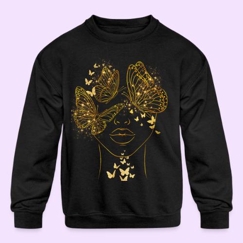 Queen Of Butterflies - Goddess Design - Kids' Crewneck Sweatshirt