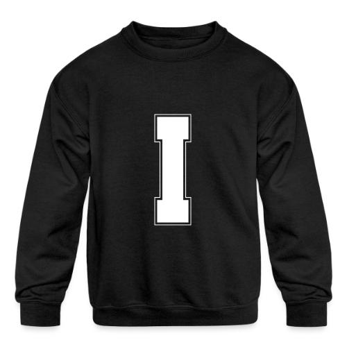 White Letter I – Varsity Alphabet Monogram - Kids' Crewneck Sweatshirt