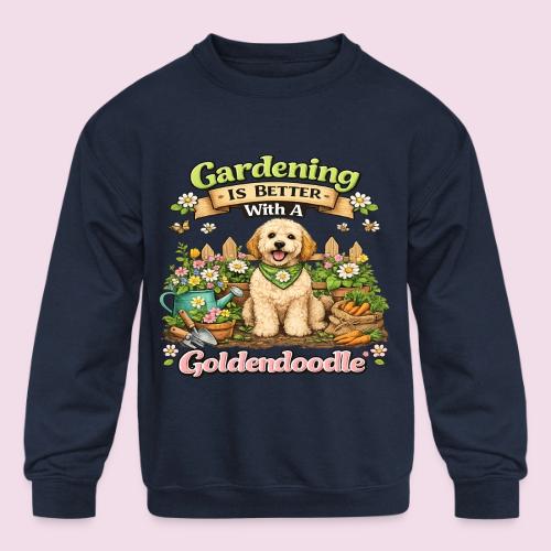 Gardening Is Better With A Goldendoodle - Kids' Crewneck Sweatshirt