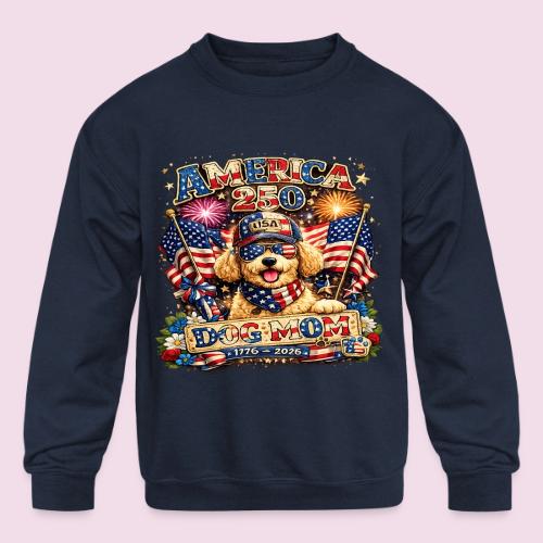 America 250 Dog Mom Patriotic Goldendoodle Shirt - Kids' Crewneck Sweatshirt