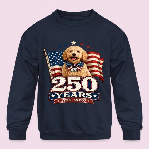 America 250 Dog Mom Goldendoodle - Kids' Crewneck Sweatshirt