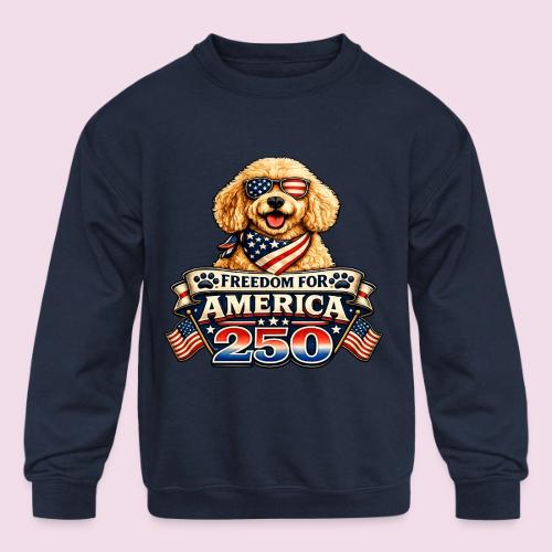 Freedom For America 250 Patriotic Goldendoodle - Kids' Crewneck Sweatshirt