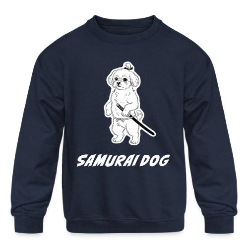Samurai Maltese Katana Warrior Dog Tee - Kids' Crewneck Sweatshirt