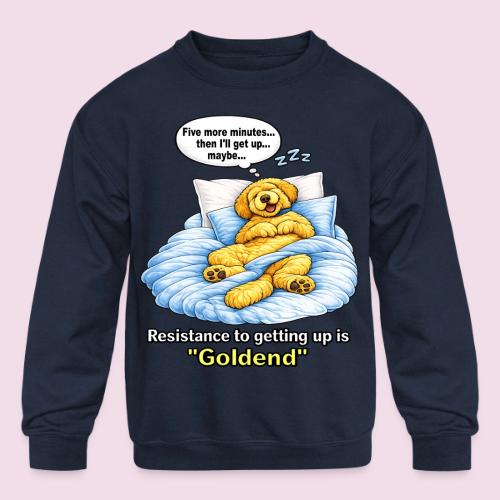 Funny Goldendoodle Sleeping design. - Kids' Crewneck Sweatshirt