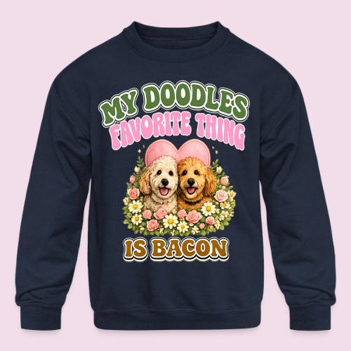 My Doodles Favorite Thing Is Bacon - Kids' Crewneck Sweatshirt