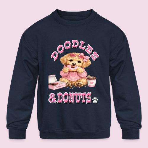 Doodles & Doughnut Cozy Dog Mom Design - Kids' Crewneck Sweatshirt