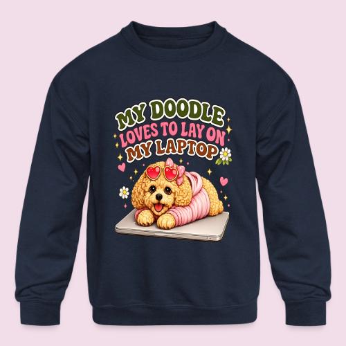 My Laptop Belongs to My Doodle - Kids' Crewneck Sweatshirt
