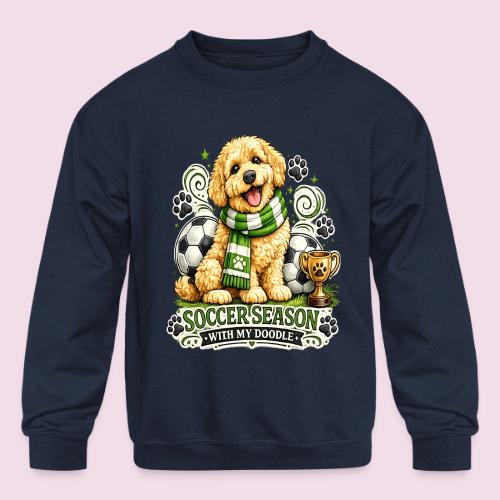 Soccer Season With My Doodle Goldendoodle Dog - Kids' Crewneck Sweatshirt
