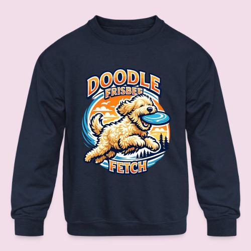 Doodle Frisbee Fetch | Goldendoodle Dog Lover - Kids' Crewneck Sweatshirt