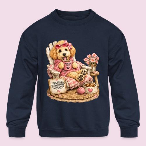 Just Enjoying Life Doodle Dog - Kids' Crewneck Sweatshirt
