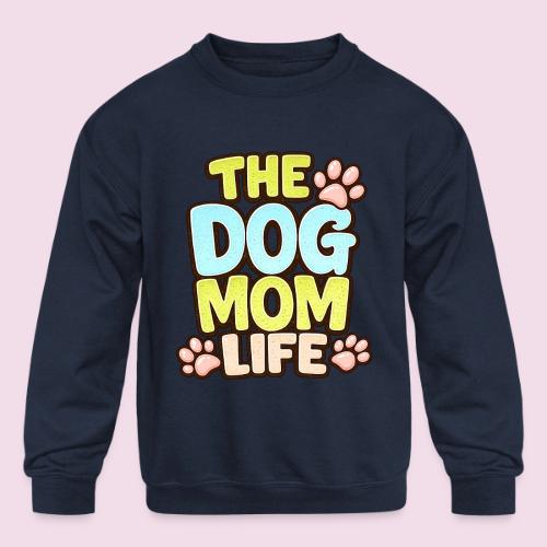 The Dog Mom Life Retro Vintage Dog Lover - Kids' Crewneck Sweatshirt