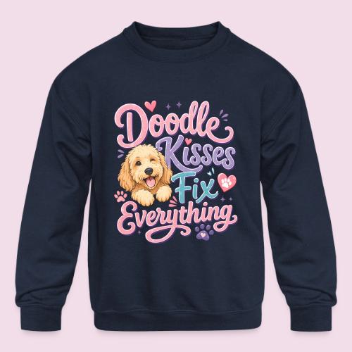 Doodle Kisses Fix Everything Dog Lover Gift - Kids' Crewneck Sweatshirt