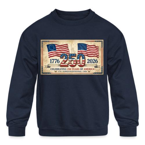 USA 250th Anniversary Flags Emblem - Kids' Crewneck Sweatshirt