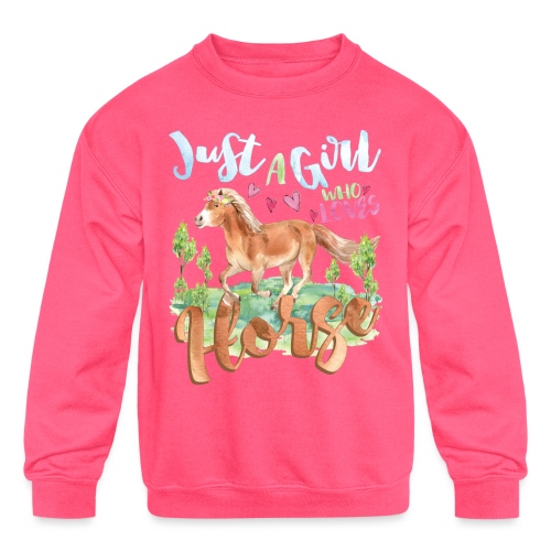 Just A Girl Who Loves Horse - Kids' Crewneck Sweatshirt