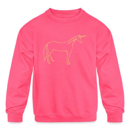 unicorn gold outline - Kids' Crewneck Sweatshirt