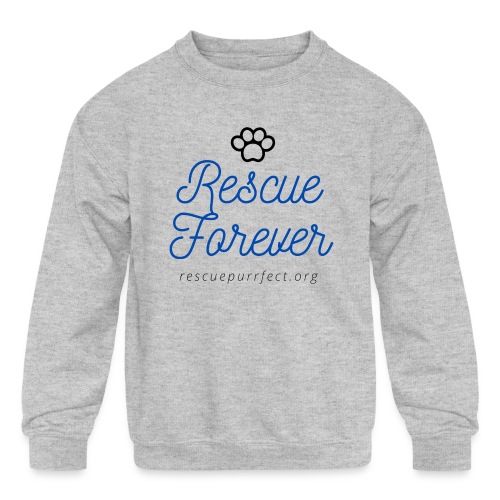 Rescue Purrfect Cursive Paw Print - Kids' Crewneck Sweatshirt