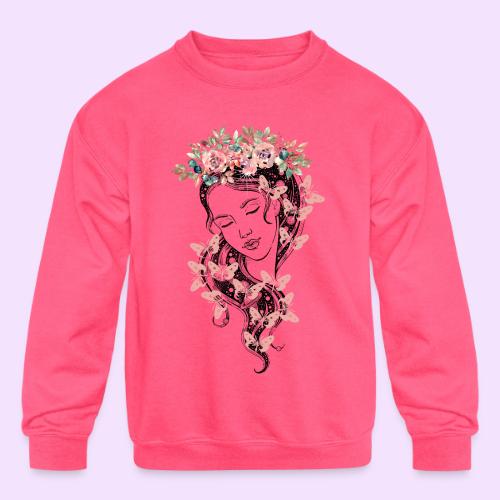 Butterfly Flower Goddess - Fairytale Design - Kids' Crewneck Sweatshirt