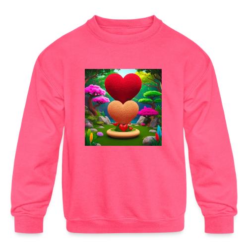 Double Heart, fantasy, nature and fantasy - Kids' Crewneck Sweatshirt