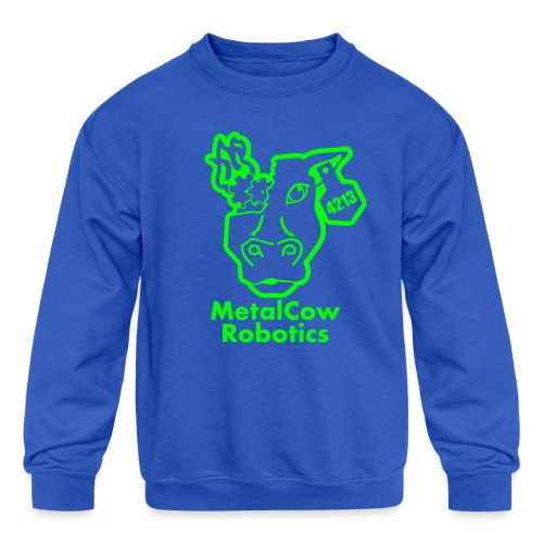 MetalCowLogo GreenOutline - Kids' Crewneck Sweatshirt