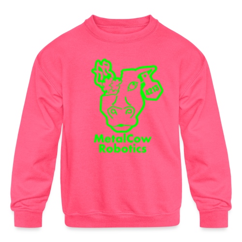 MetalCowLogo GreenOutline - Kids' Crewneck Sweatshirt