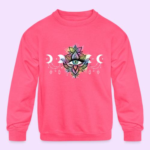 Third Eye Mandala - Moon Cycle Design - Kids' Crewneck Sweatshirt