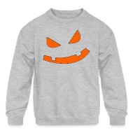 Big Scary Orange in Black Fierce Pumpkin Face Hall - Kids' Crewneck Sweatshirt