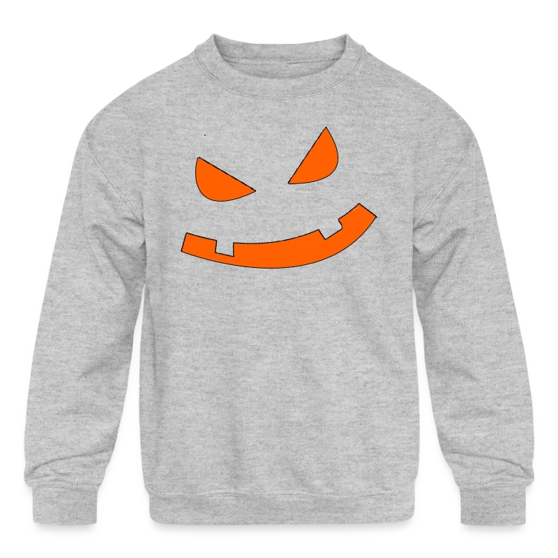 Big Scary Orange in Black Fierce Pumpkin Face Hall - Kids' Crewneck Sweatshirt