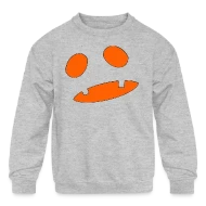 Big Scary Orange in Black Shocked Pumpkin Face Hal - Kids' Crewneck Sweatshirt