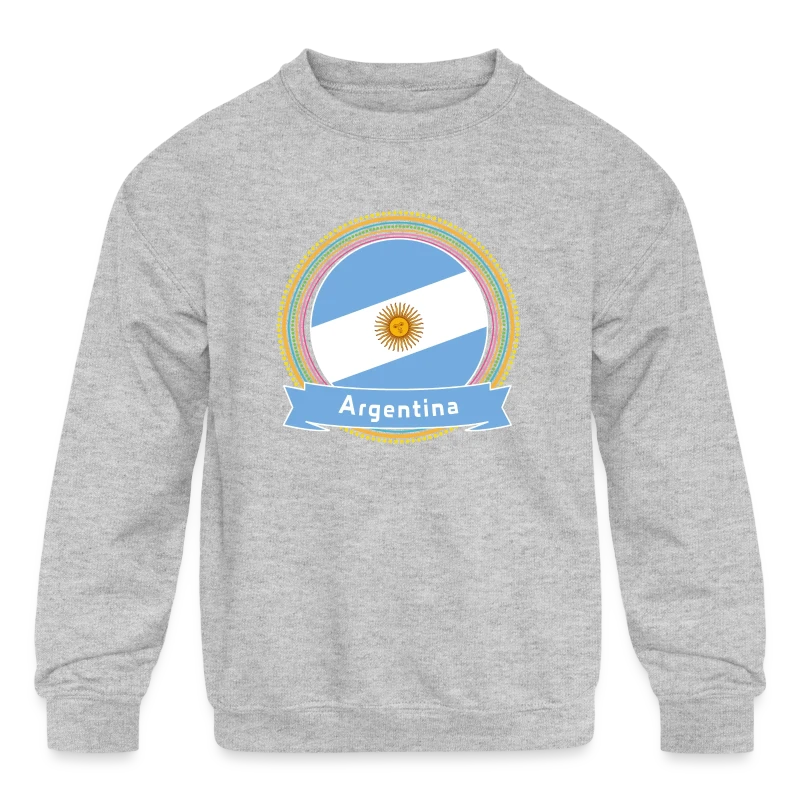 Argentina Happy Holi Color Framed Argentina Flag B - Kids' Crewneck Sweatshirt