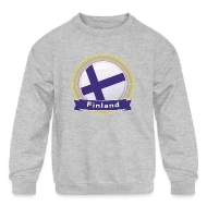 Finland Happy Holi Color Framed Finland Flag Banne - Kids' Crewneck Sweatshirt