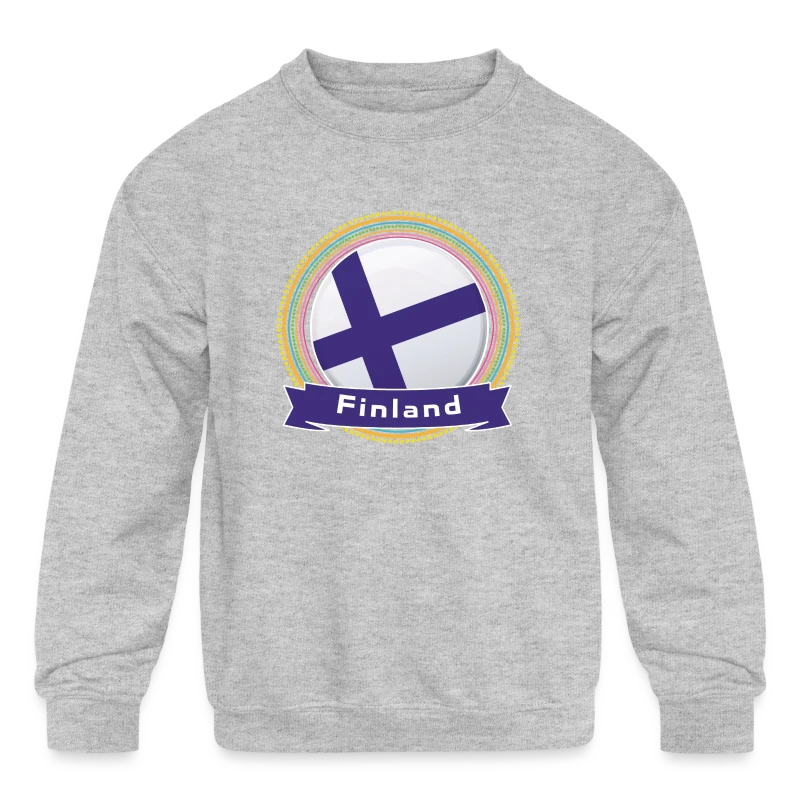 Finland Happy Holi Color Framed Finland Flag Banne - Kids' Crewneck Sweatshirt