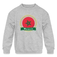 Morocco Happy Holi Color Framed Morocco Flag Banne - Kids' Crewneck Sweatshirt