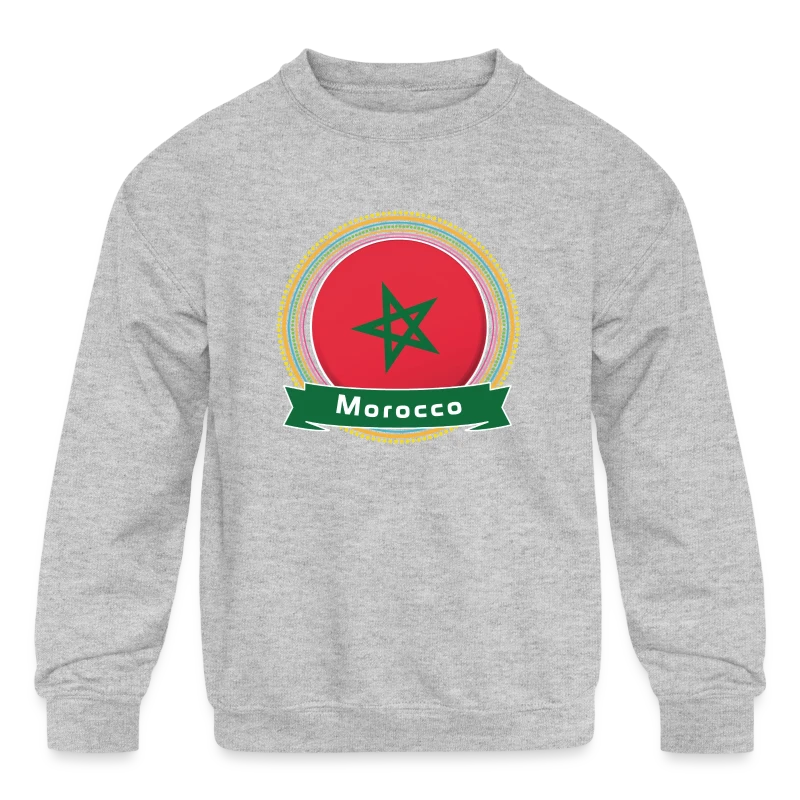 Morocco Happy Holi Color Framed Morocco Flag Banne - Kids' Crewneck Sweatshirt